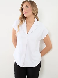 Relaxed Back Button Blouse in Solid White