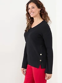 Chevron Tunic Pullover Sweater in Black