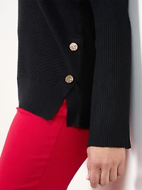 Chevron Tunic Pullover Sweater in Black