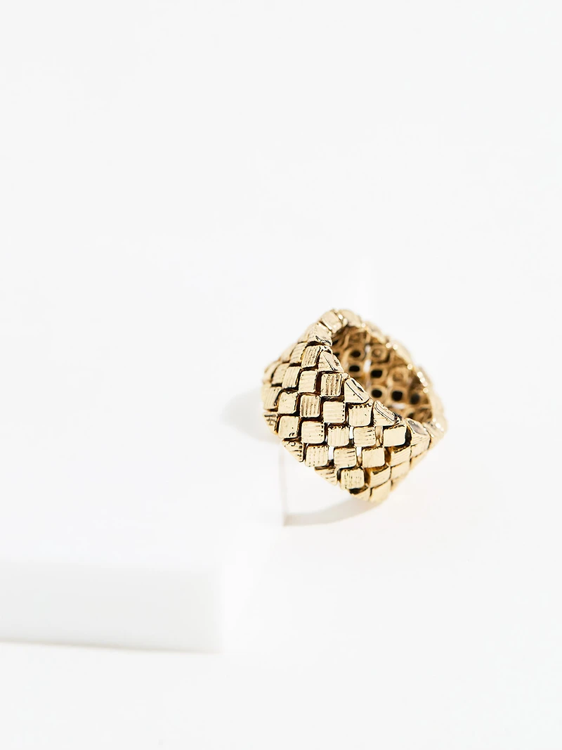 Antique Gold Chevron Stretch Ring