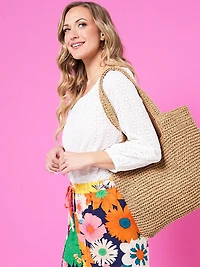 3/4 Sleeve Scoop Neck Eyelet Blouse in White