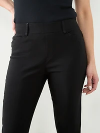 Emily Embroidered Microtwill Ankle Pant in Black