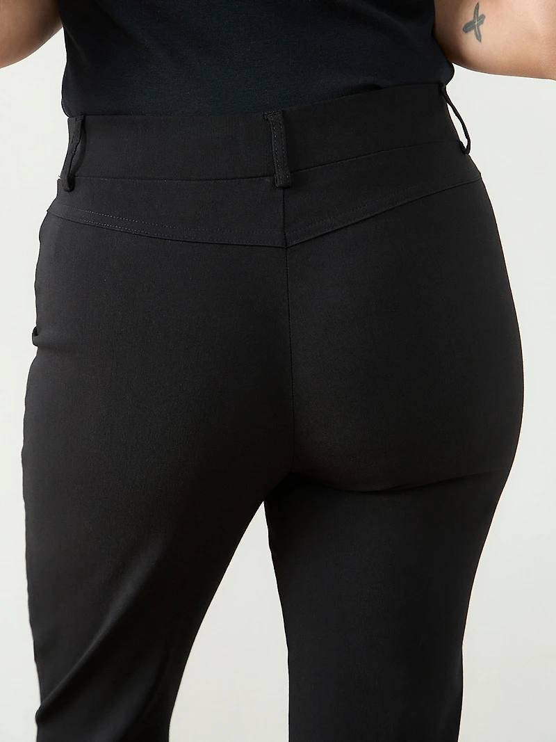 Emily Embroidered Microtwill Ankle Pant in Black