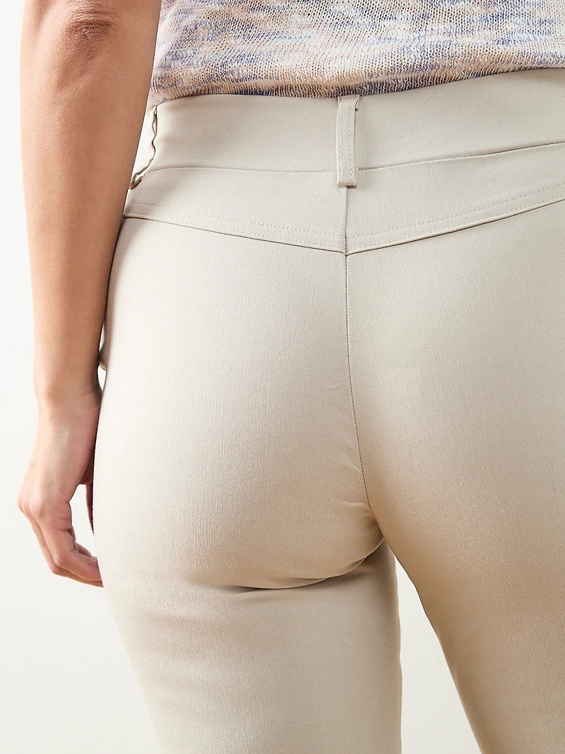 Emily Embroidered Microtwill Ankle Pant in Stone