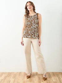 Sleeveless Floral Applique Top in Tobacco