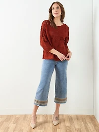 Long Sleeve Crochet Top in Terracotta