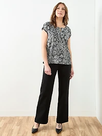 Cap Sleeve Mixed Media Hardware Top in Floral