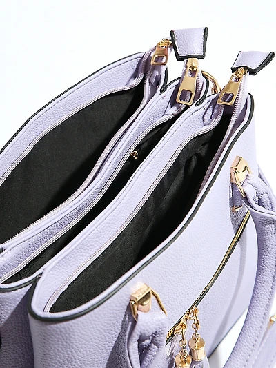Tassle Front Handbag in Lavender