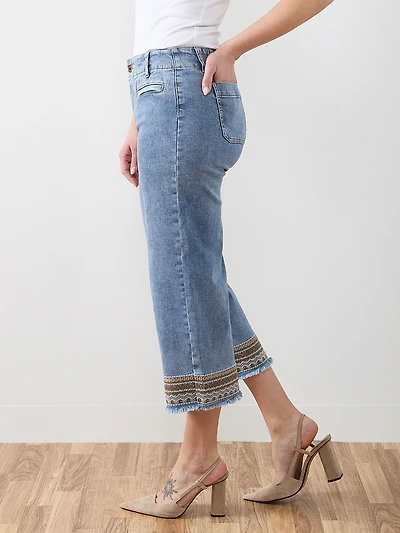 Haylie Vintage Trim Crop Denim Jean