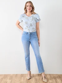 Paisley Short Sleeve Tulip Scoop Neck Tee