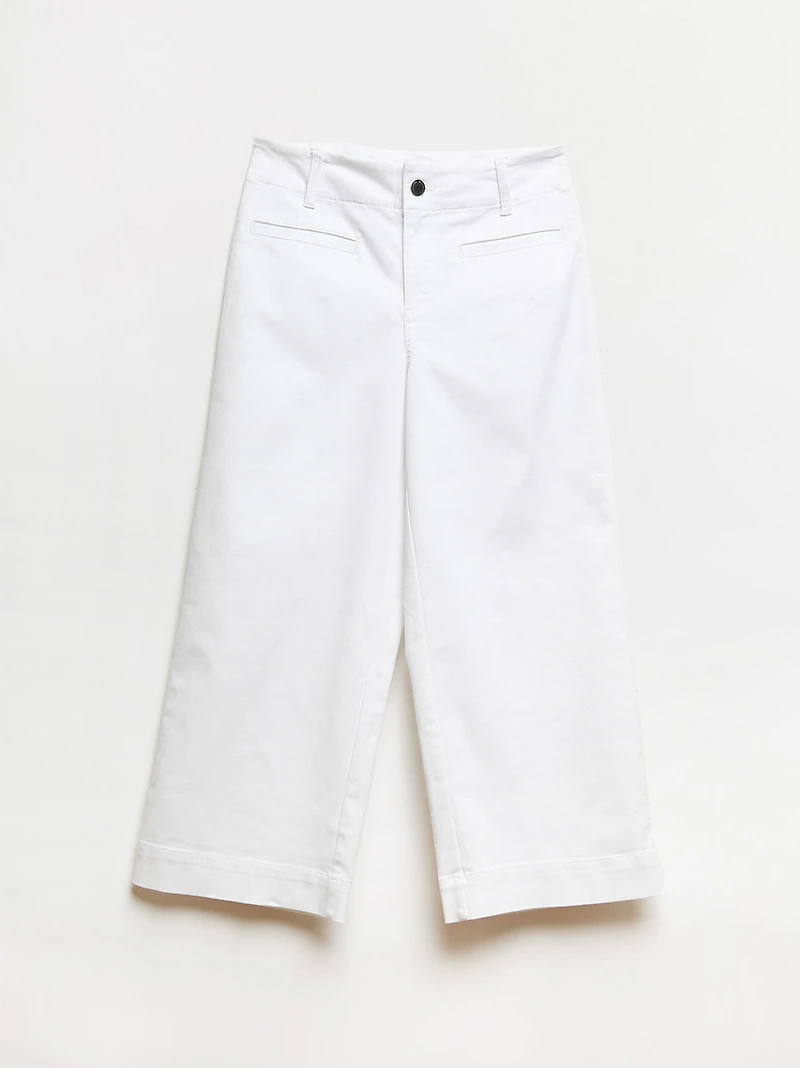 Haylie White Wide Crop Jeans