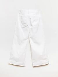 Haylie White Wide Crop Jeans