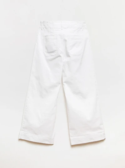 Haylie White Wide Crop Jeans