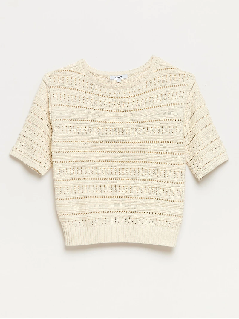 Petite Crochet Pullover Sweater