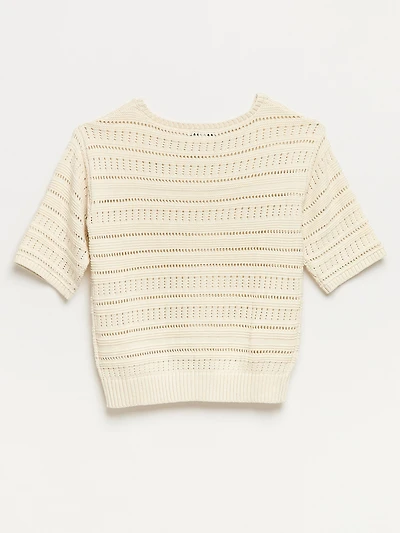Petite Crochet Pullover Sweater