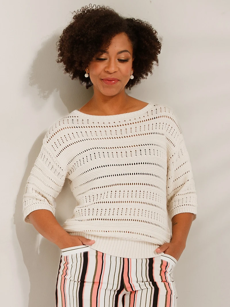 Petite Crochet Pullover Sweater
