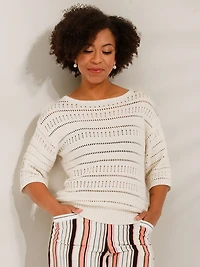 Petite Crochet Pullover Sweater