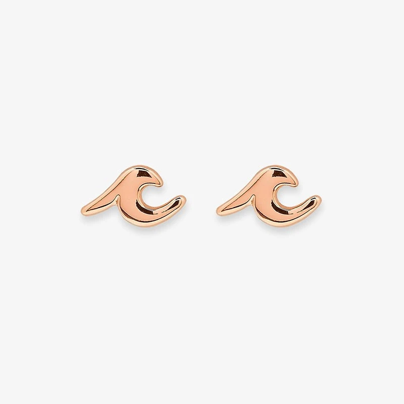 Wave Stud Earrings Rose Gold