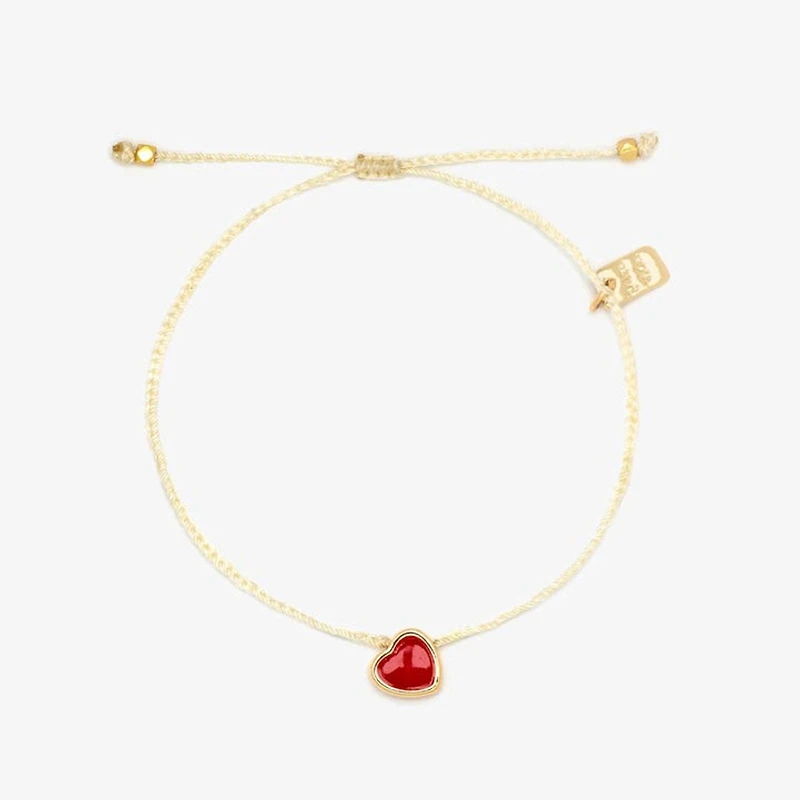 Heart Bead Bracelet- Red