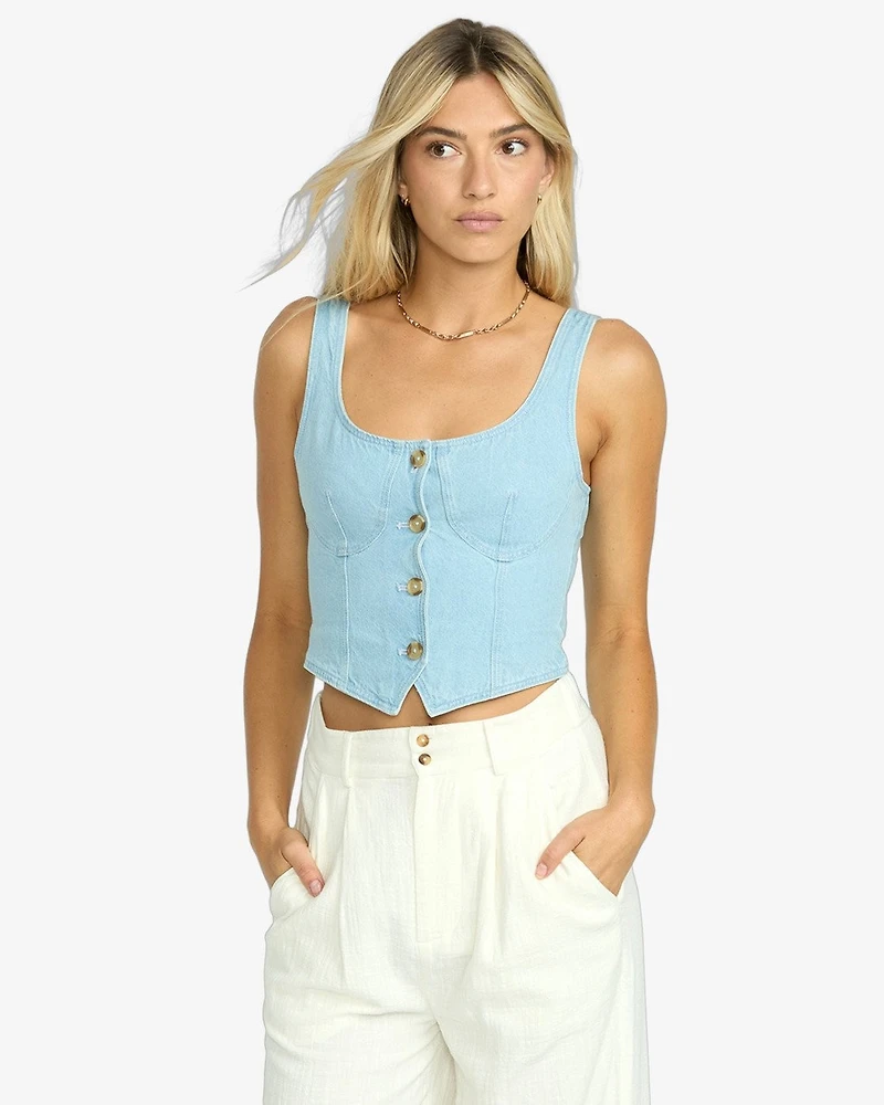 Sunwashed Denim Vest Top