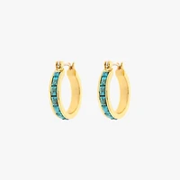 Turquoise Tile Hoop Earrings
