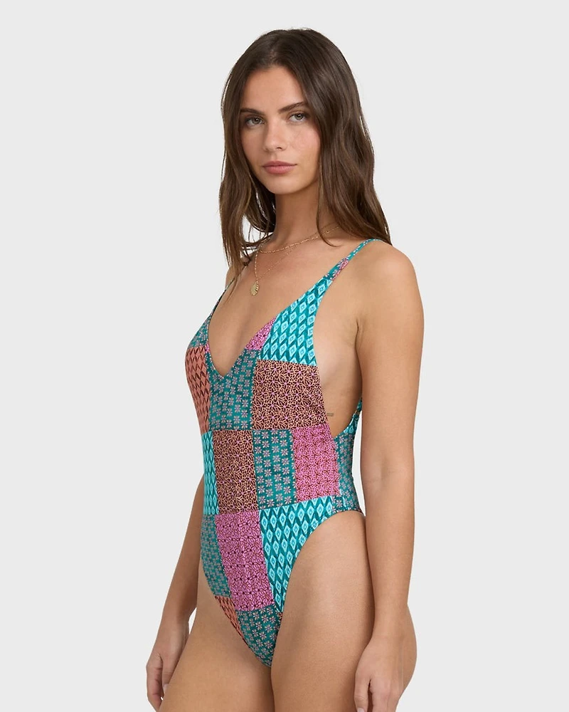 Patch It Up Deep V One-piece