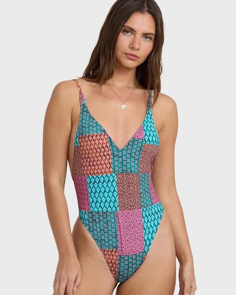 Patch It Up Deep V One-piece