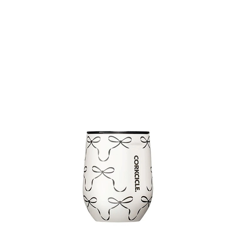 Stemless 12oz.- Black Bows