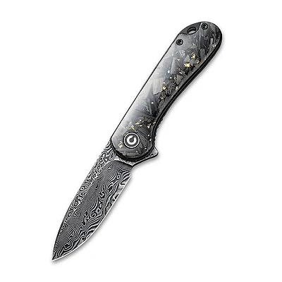 CIVIVI Elementum Shredded Carbon Fiber with Gold and Damascus Clad Blade (C907C-DS1)