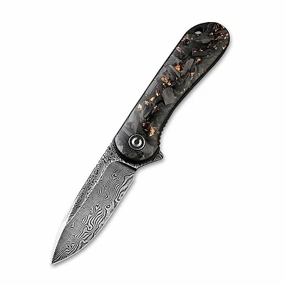 CIVIVI Elementum Shredded Carbon Fiber with Copper and Damascus Clad Blade (C907C-DS3)