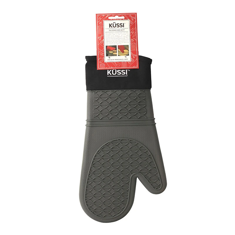Kussi Silicone Oven Mitt Removable Liner Slate (KUSSMSL-1)