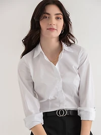 New Talia Fitted Collared Shirt Lucent White