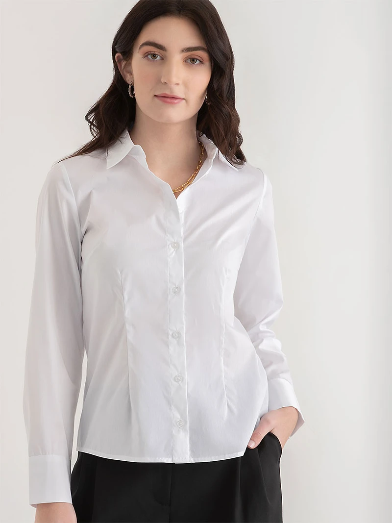 New Talia Fitted Collared Shirt Lucent White