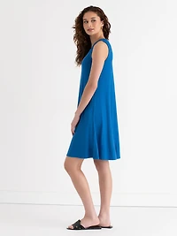 Sleeveless A-Line Dress with Pockets Classic Blue