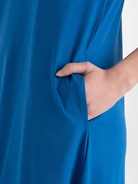 Sleeveless A-Line Dress with Pockets Classic Blue
