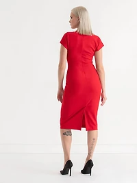 Venus Fitted Midi Dress Goji Berry Iconic Crepe