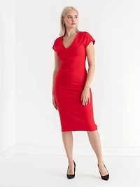 Venus Fitted Midi Dress Goji Berry Iconic Crepe
