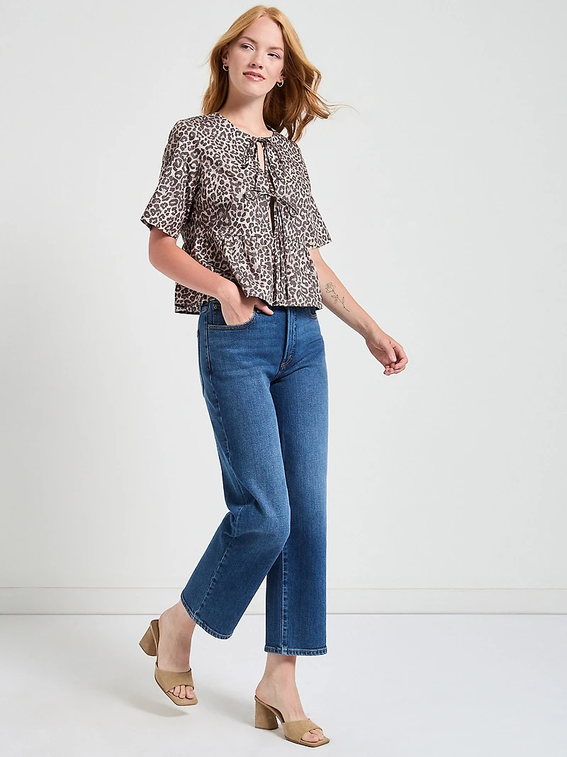Tie Front Peplum Blouse