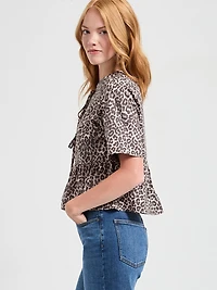 Tie Front Peplum Blouse