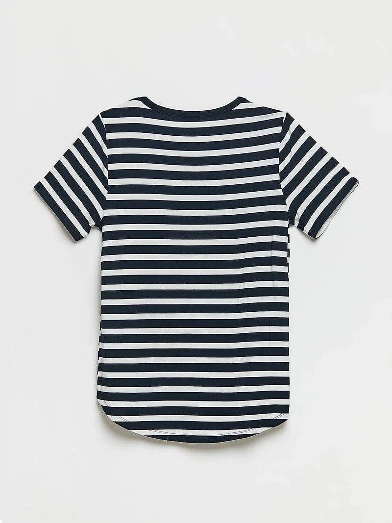 Scoop Neck T-Shirt Salute Stripe