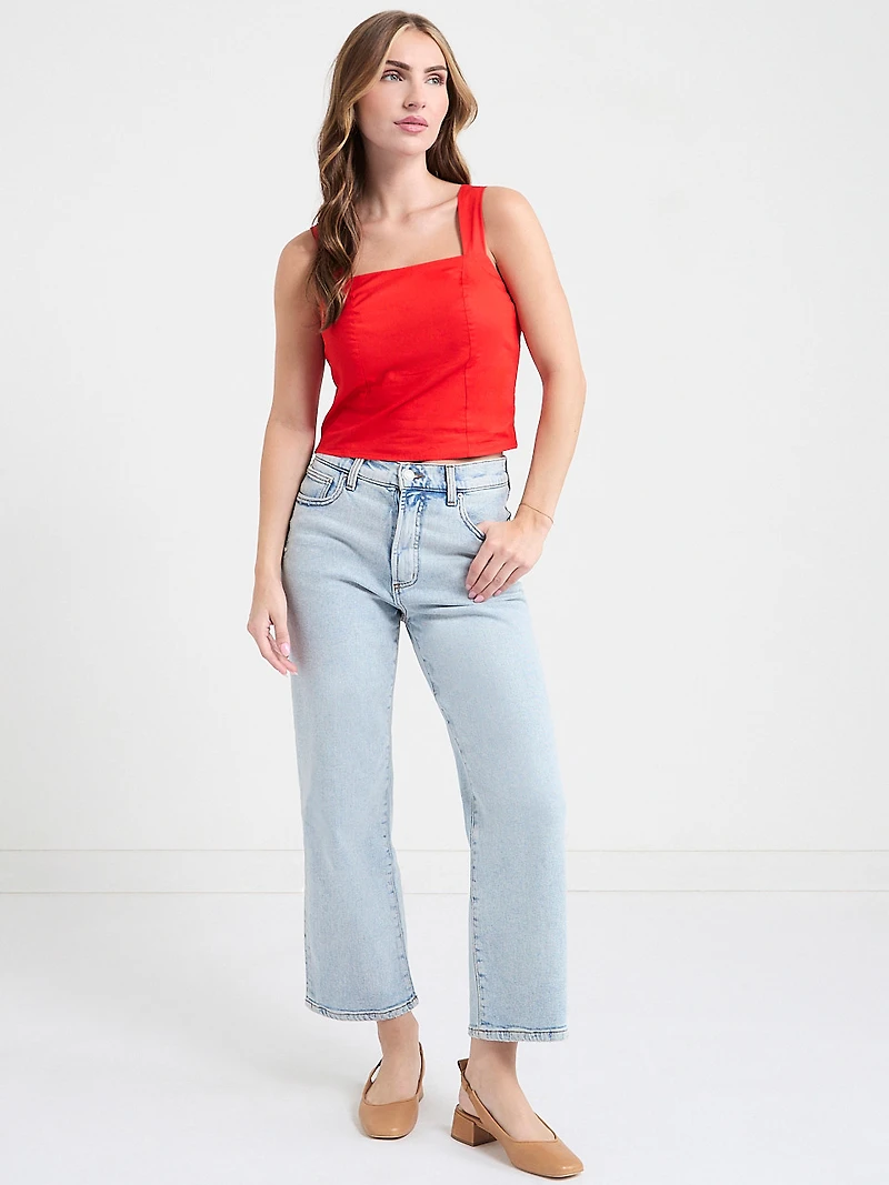Square Neck Poplin Tank
