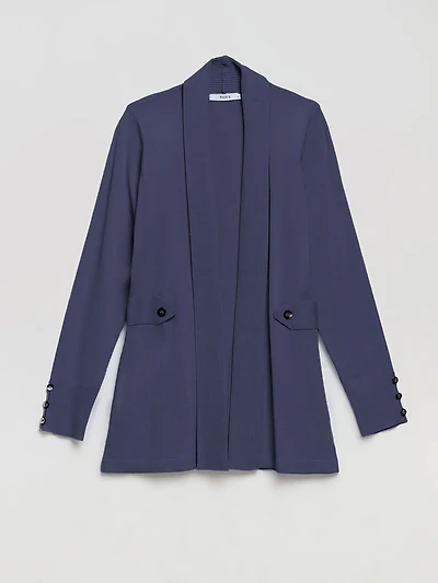 Side Tab Button Cardigan Crown Blue