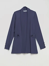 Side Tab Button Cardigan Crown Blue