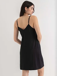 Lace Trim Sleep Dress Black