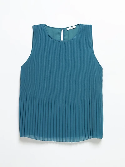 Release Print Sleeveless Blouse Lyon's Blue