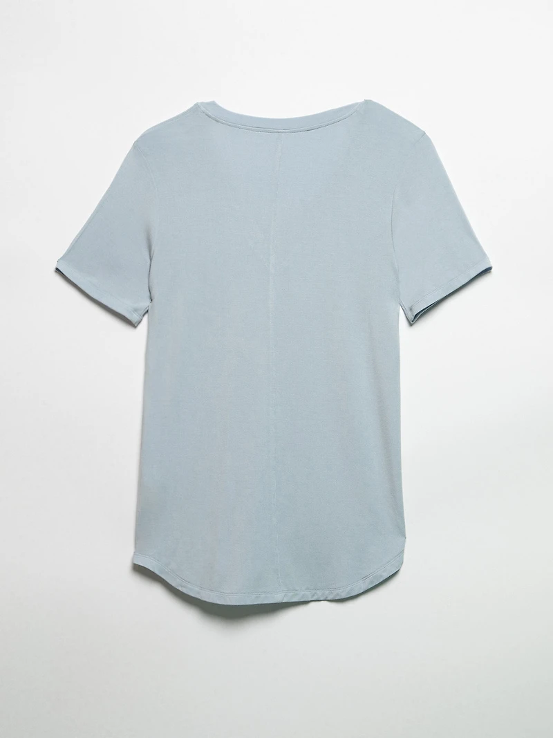 Short Sleeve Modal V-neck Shirt Kentucky Blue