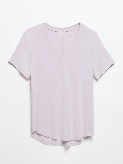 Short Sleeve Modal V-neck Shirt Orchid Petal