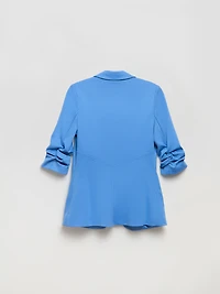 Hampton Three Quarter Ruched Sleeve Ponte Blazer Granada Sky