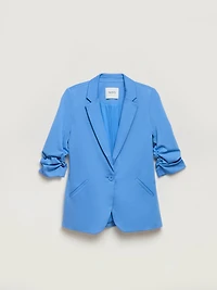 Hampton Three Quarter Ruched Sleeve Ponte Blazer Granada Sky