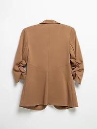 Hampton Three Quarter Ruched Sleeve Ponte Blazer Toasted Coconut